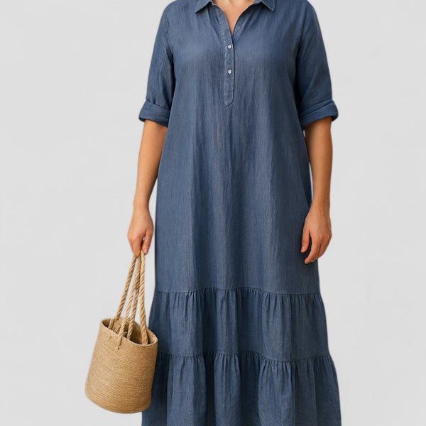 באלנה | שמלת כיסוי בטן עם כפתור חצי