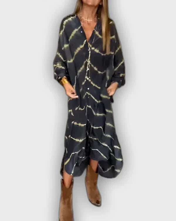 שמלת מקסי בוהו עם פסים