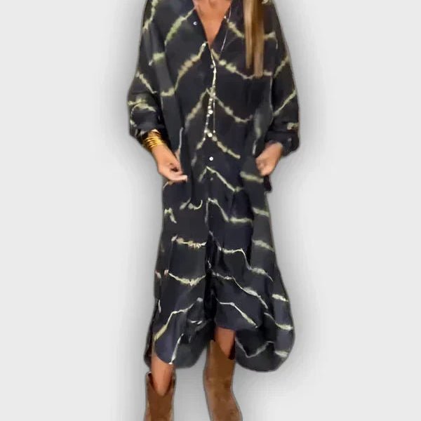 שמלת מקסי בוהו עם פסים