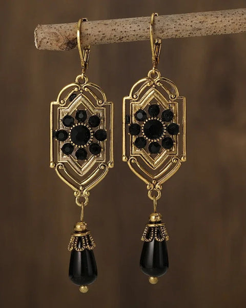 עגילי כנסיים שחורים רטרו