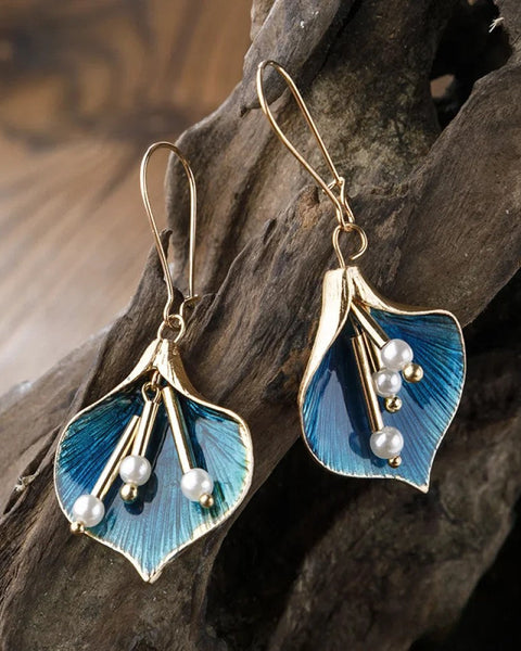 עגילי כסף לוטוס כחול עתיק בעיצוב יוקרתי