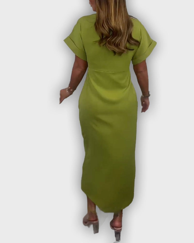 שמלת קתרין אלגנטית עם קו מותן מקופל