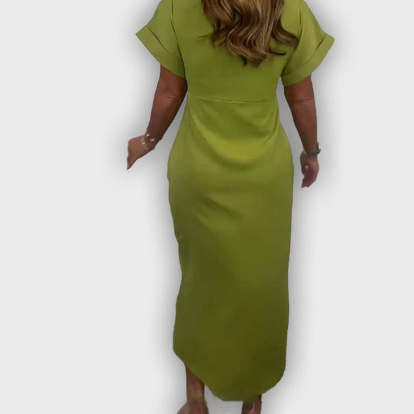 שמלת קתרין אלגנטית עם קו מותן מקופל