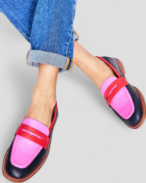 לונסה | מוקסינים שחורים עם הדגשה צבעונית