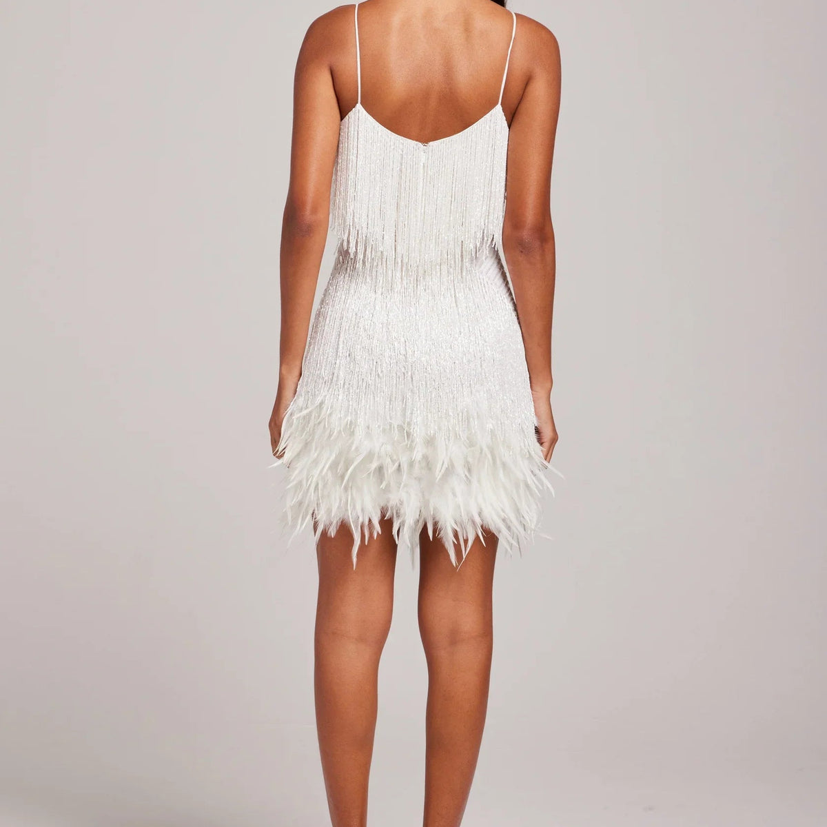 Jemima - שמלת מיני אופנתית עם נוצות