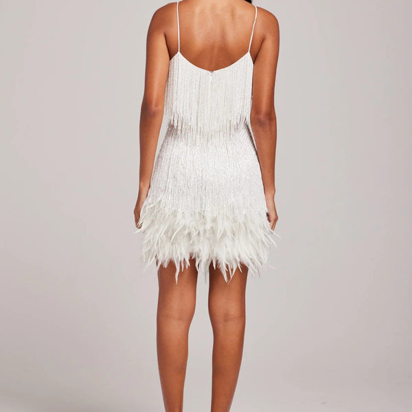 Jemima - שמלת מיני אופנתית עם נוצות