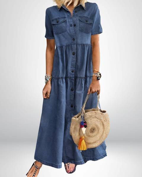 Leokadia - שמלת ג'ינס רכה עם כפתורים