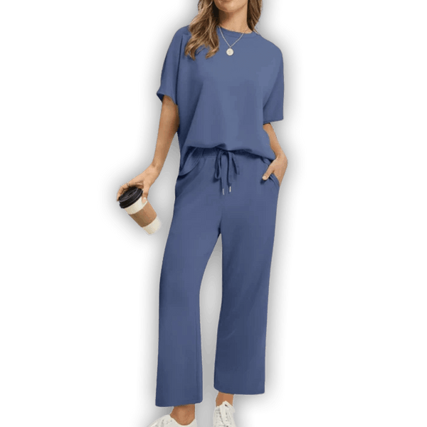 סט טופ ומכנסיים נוחות לנשים - אלגנטי ומרגיע