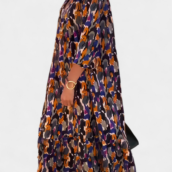 סמלת טודורה רטרו עם צווארון V ושרוולים נפוחים