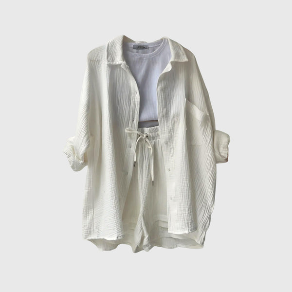 סט בד קיץ עם חולצה ומכנסיים קצרים