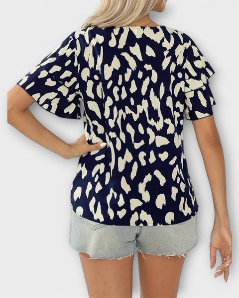 חולצת אבולין צוואר עגול לנשים עם הדפס ליאו