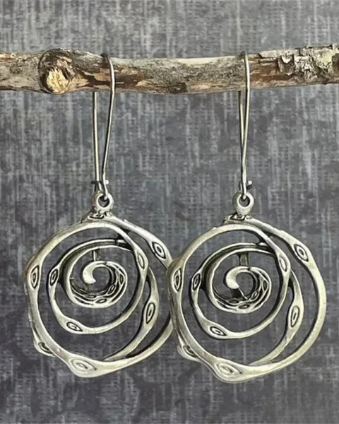 עגילי מבוך רטרו מכסף