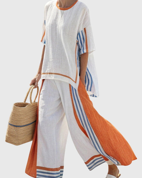 סט אתני עם פסים אנכיים וסילואטה רחבה