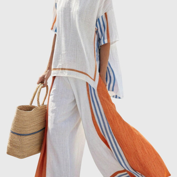 סט אתני עם פסים אנכיים וסילואטה רחבה