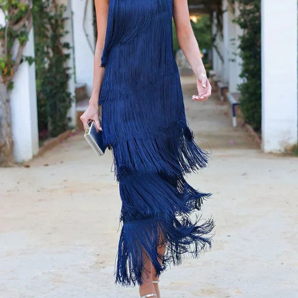 Mirella - שמלת מקסי עם פרנזים