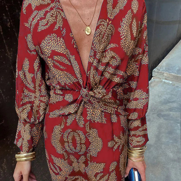 שיר™ | שמלת מקסי אלגנטית עם פרחים ושרוול ארוך