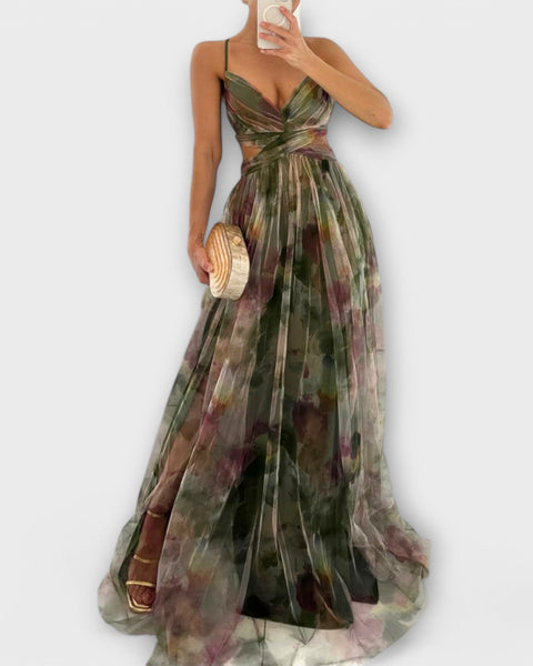 שמלת מקסי אלגנטית מבד רשת קליל