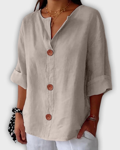 חולצת פשתן רפויה ואלגנטית לקיץ