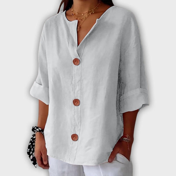 חולצת פשתן רפויה ואלגנטית לקיץ