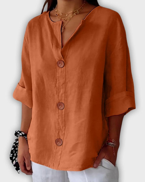 חולצת פשתן רפויה ואלגנטית לקיץ