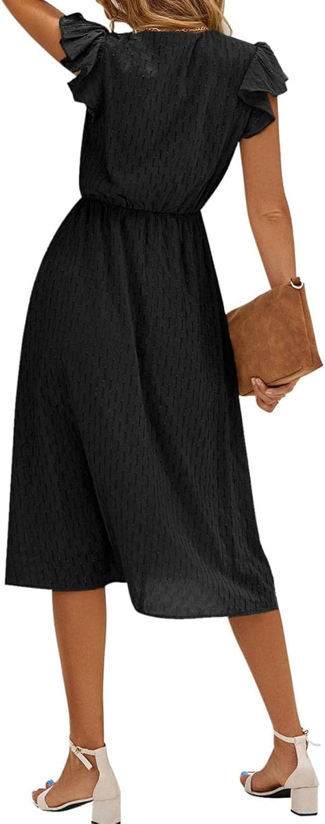 Julieta - שמלת מידי עם שרוולים עם קפלים