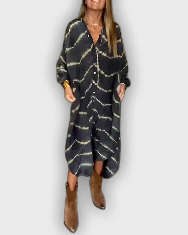 שמלת מקסי בוהו עם פסים