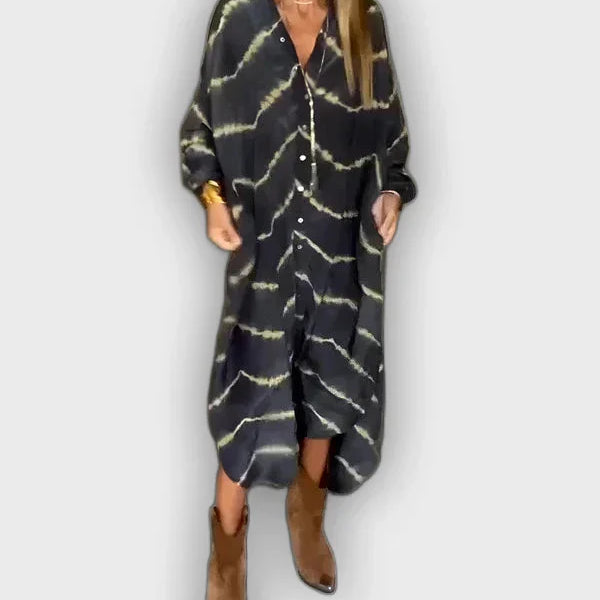 שמלת מקסי בוהו עם פסים