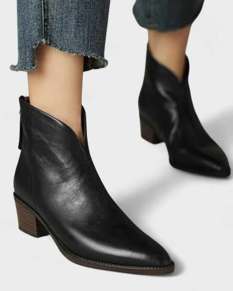 אולגה - מגפי קלאסיים עם עקב נמוך