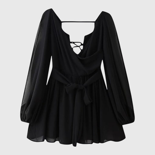 שמלות מיני עם צווארון V ושרוולים קלים