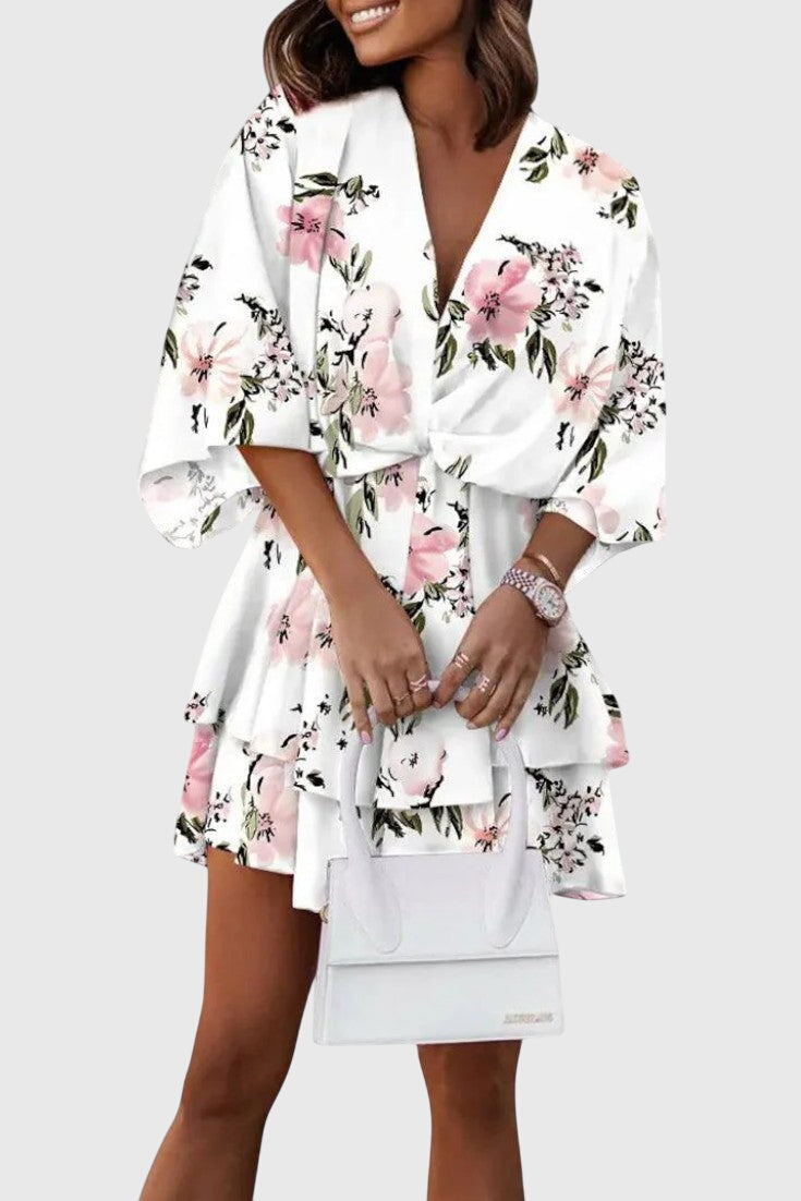 שמלת אליזה מיני עם קשר קדמי ופרטים