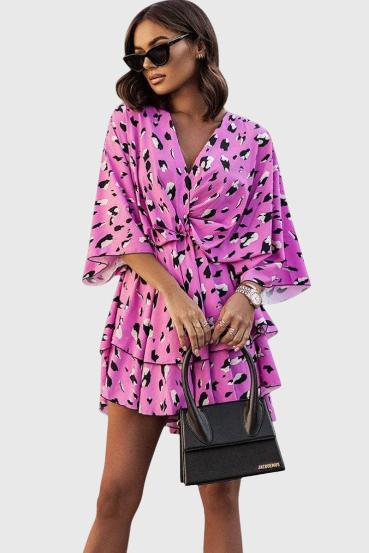 שמלת אליזה מיני עם קשר קדמי ופרטים