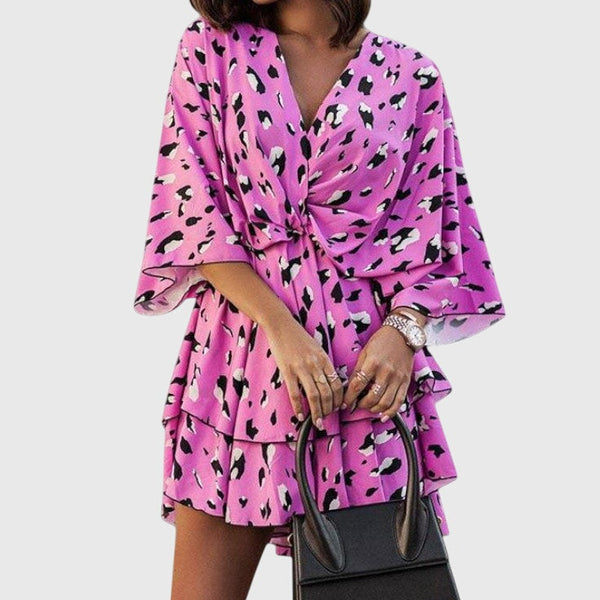 שמלת אליזה מיני עם קשר קדמי ופרטים