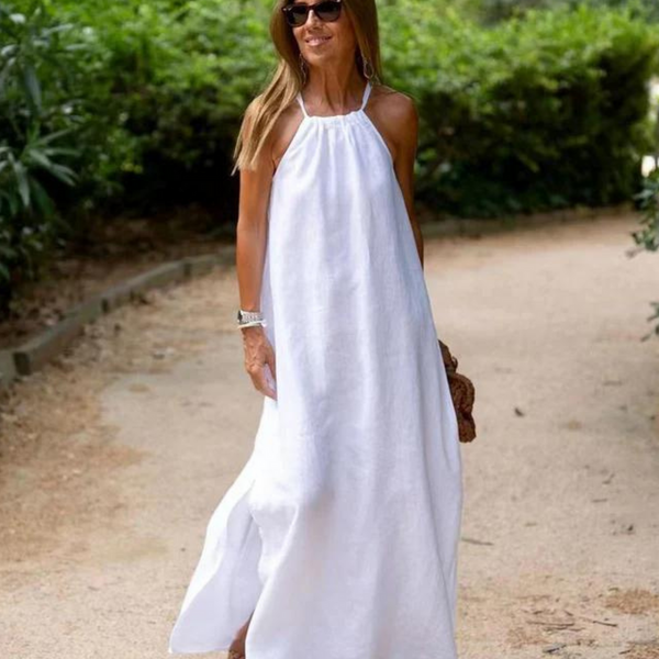 Galilea - שמלת מקסי ארוכה מבד פשתן מעורב