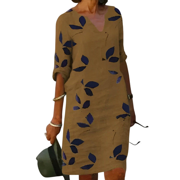 מלנדה™ | שמלת זרימה עם הדפס עלים