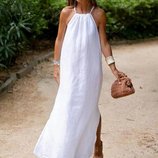 Galilea - שמלת מקסי ארוכה מבד פשתן מעורב