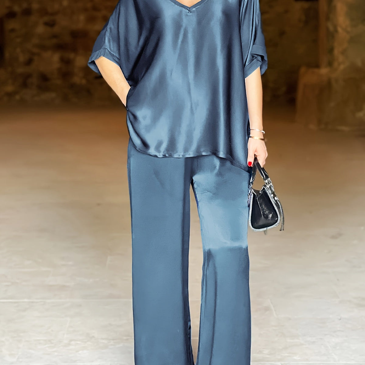 Ashlee - סט אלגנטי עם שרוולים קצרים