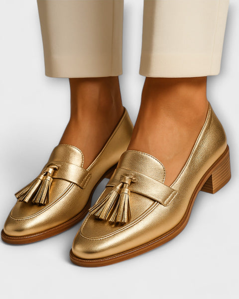 סנדלי סליפ-און זהב - סגנון קלאסי