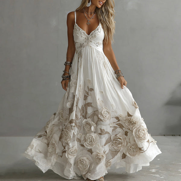 Adeluna - שמלת מקסי עם ורד וינטג' ורקמה