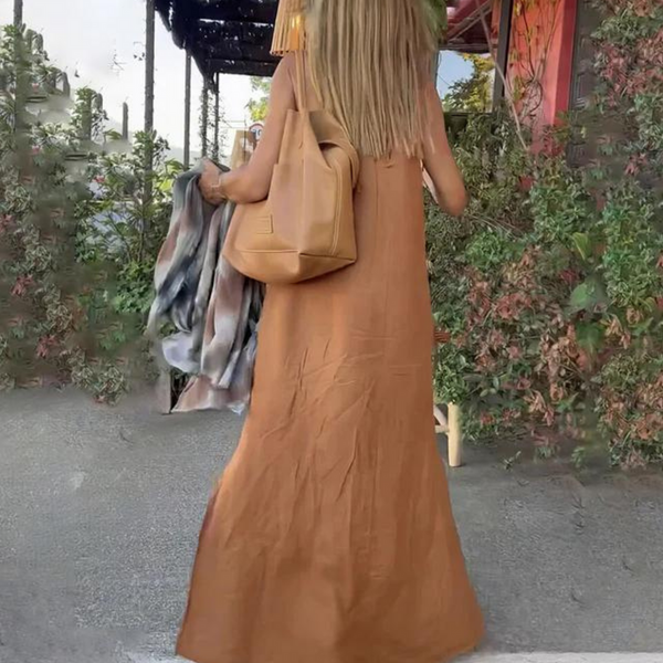 Galilea - שמלת מקסי ארוכה מבד פשתן מעורב