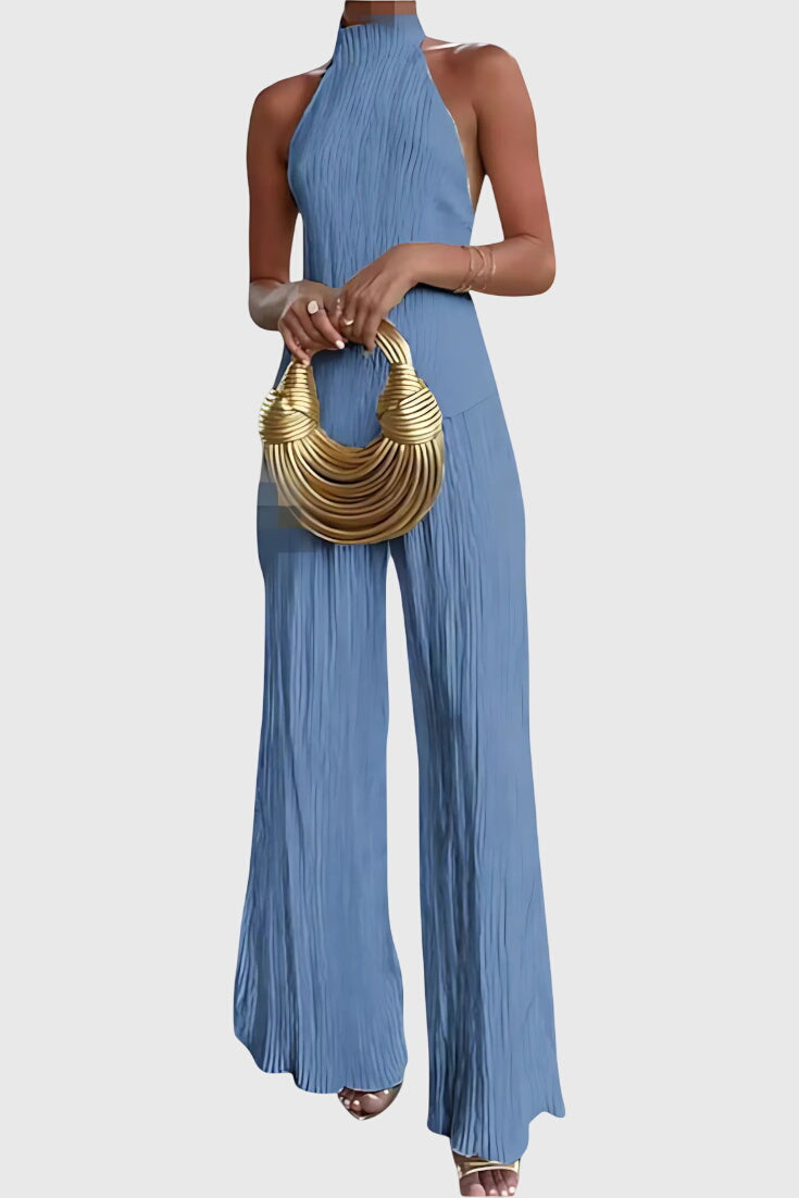 סט פילריקה אלגנטי עם טופ אסימטרי ומכנסיים זורמים