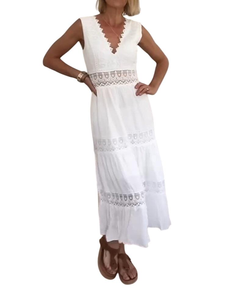 קלרה – שמלת מקסי אלגנטית מתחרה עם צווארון וי