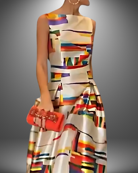 Vivien - שמלת מקסי עם הדפס גיאומטרי