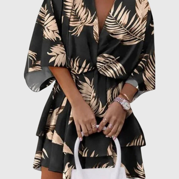 שמלת אליזה מיני עם קשר קדמי ופרטים