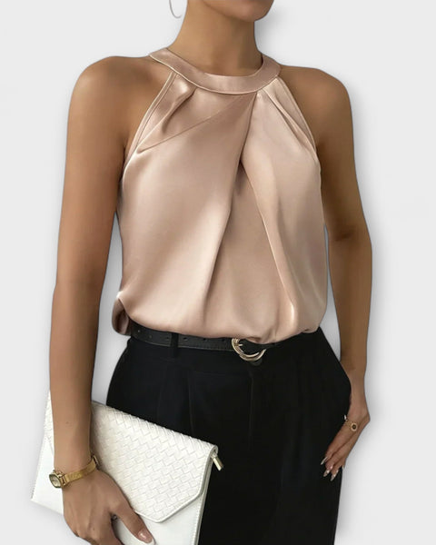 חולצת סאטן אלגנטית עם כתפיים חשופות