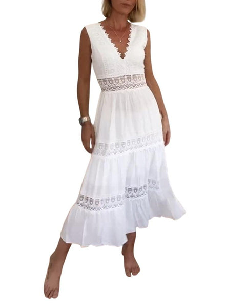 קלרה – שמלת מקסי אלגנטית מתחרה עם צווארון וי