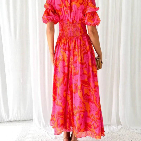 Derana - שמלת מקסי אדומה-ורודה