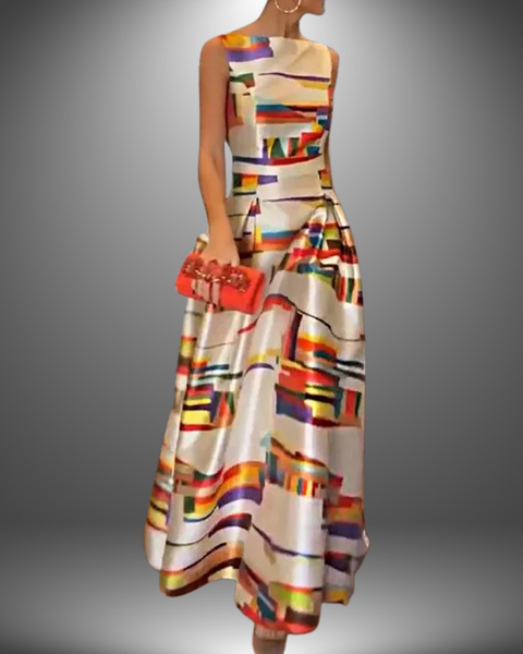 Vivien - שמלת מקסי עם הדפס גיאומטרי