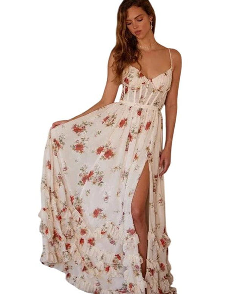 ויולט | שמלת מידי עם דגם פרחוני