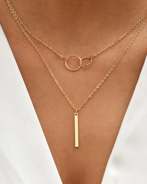 תליון זהב רטרו עם זוג מעגלים כפולים