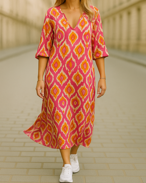 Ghislaine - שמלת מקסי ארוכה בהדפס בוהמי